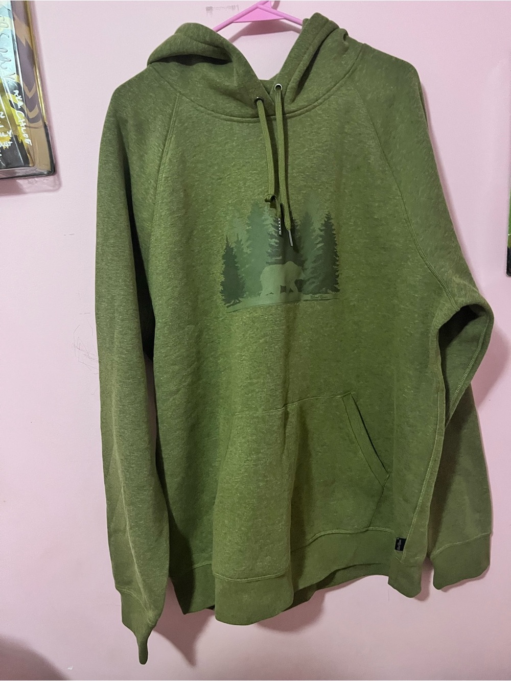 ⭐️Olive Green Graphic Forest Bear Hoodie